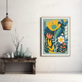 Modern Boho Abstract Botanische Bloem Poster