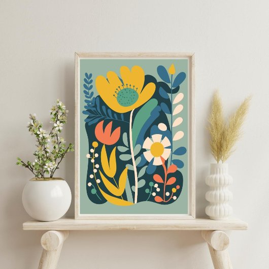 Modern Boho Abstract Botanische Bloem Poster