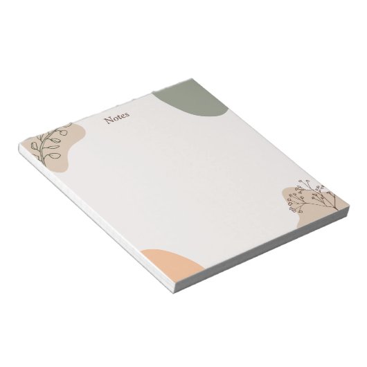 Modern Boho Abstract botanische lijnspastel  Notitieblok (Schuin)