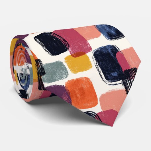 Modern Boho Abstract Brushstroke -Bold Retro Color Stropdas (Opgerold)