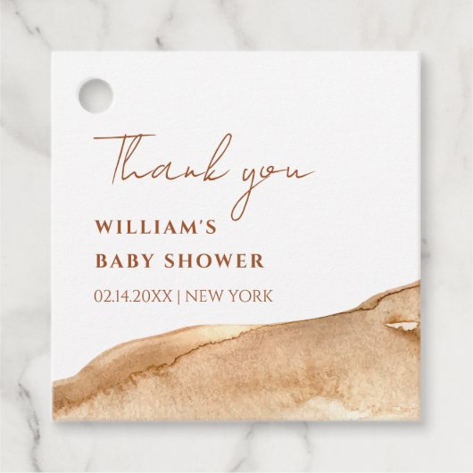 Modern Boho Abstract Desert Baby shower dank u Bedankjes Labels (Voorkant)