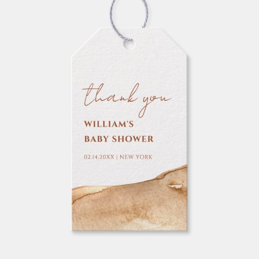 Modern Boho Abstract Desert Baby shower dank u Cadeaulabel (Voorkant)