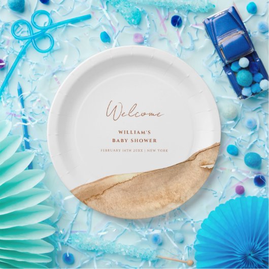 Modern Boho Abstract Desert Baby shower Welkom Papieren Bordje (Feest)