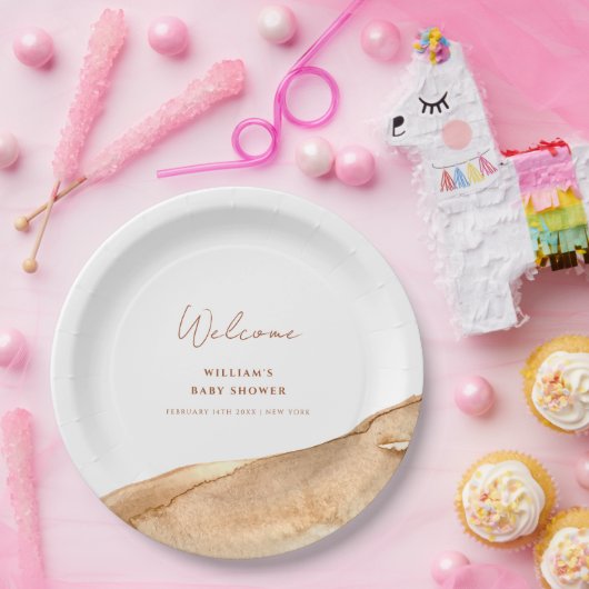 Modern Boho Abstract Desert Baby shower Welkom Papieren Bordje (Feest)