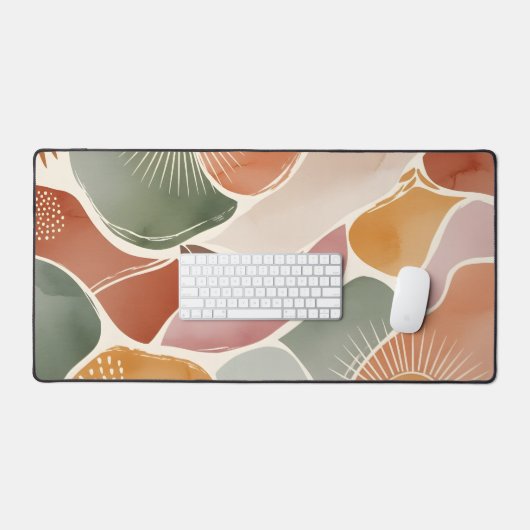 Modern Boho Abstract Earth Tones Bureaumat (Keyboard & Muis)