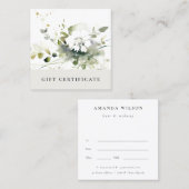 Modern Boho Abstract Groen Bloemen Cadeaubon Vierkante Visitekaartje (Voorkant / Achterkant)