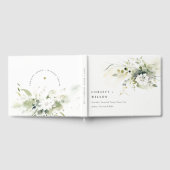 Modern Boho Abstract Groen Wit Bloemen Bruiloft Gastenboek (Volledig)