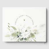 Modern Boho Abstract Groen Wit Bloemen Bruiloft Gastenboek (Achterkant)