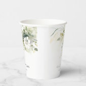Modern Boho Abstract Groen Wit Bloemen Bruiloft Papieren Bekers (Rechts)