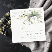 Modern Boho Abstract Groen Wit Bloemen Bruiloft Servet