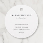 Modern Boho Abstract Groen Wit Bloemen Logo Bedankjes Labels (Achterkant)