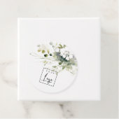 Modern Boho Abstract Groen Wit Bloemen Logo Bedankjes Labels (In situ)