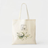 Modern Boho Abstract Groen Wit Bloemen Logo Tote Bag (Voorkant)