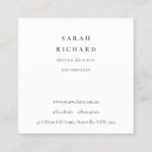 Modern Boho Abstract Groen Wit Bloemen Logo Vierkante Visitekaartje (Achterkant)