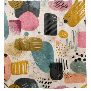 Modern Boho Abstract Patroon Getextureerd Kleurr Douchegordijn