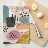Modern Boho Abstract patroon | Kleurrijke textuur Theedoek (Quarter Fold)
