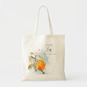 Modern Boho Abstract Schetsend Sinaasappel Logo Tote Bag