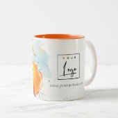 Modern Boho Abstract Schetsend Sinaasappel Logo Tweekleurige Koffiemok (Voorkant rechts)