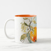 Modern Boho Abstract Schetsend Sinaasappel Logo Tweekleurige Koffiemok (Links)