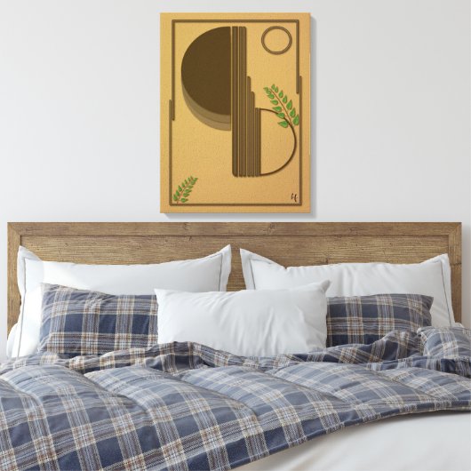 Modern Boho Abstract Wall Art - 3D Textured Canvas Afdruk (Insitu (Slaapkamer))