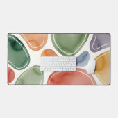 Modern Boho Abstract Watercolor Pebbles Bureaumat (Keyboard & Muis)