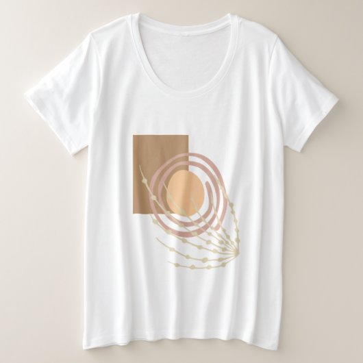 Modern Boho Abstracte maan en Bloem Grote Maat T-shirt (Design voorkant)