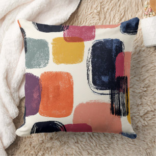 Modern Boho Abstracte penseelstreek -Vetgedrukte r Kussen