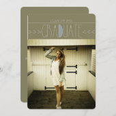 Modern Boho Afstuderen Circle uitnodigen Kaart (Voorkant / Achterkant)