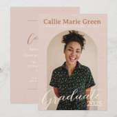 Modern Boho Afstuderen Photo Announcement Kaart (Voorkant / Achterkant)