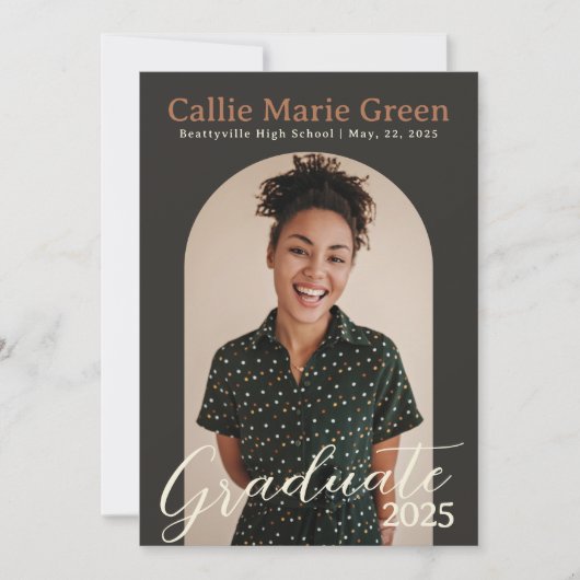 Modern Boho Afstuderen Photo Announcement Kaart (Voorkant)