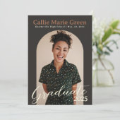 Modern Boho Afstuderen Photo Announcement Kaart (Staand voorkant)