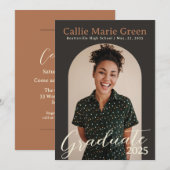 Modern Boho Afstuderen Photo Announcement Kaart (Voorkant / Achterkant)