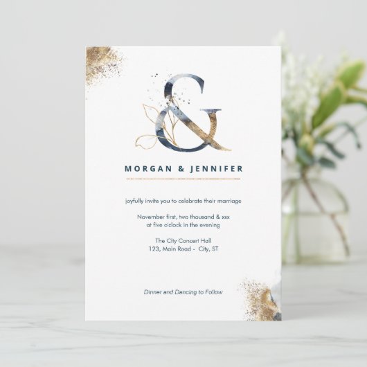 Modern boho ampersand marvy and gold kaart (Staand voorkant)