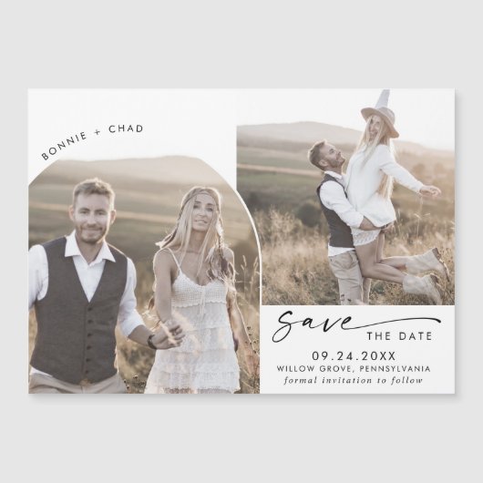 Modern Boho Arch 2 Foto Opslaan Datum Magnetische Uitnodiging (Voorkant)