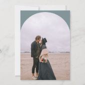 Modern boho arch 2 foto's bruiloft dusty blauw kaart (Achterkant)