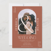 Modern boho arch 2 foto's bruiloft terracotta kaart (Voorkant)