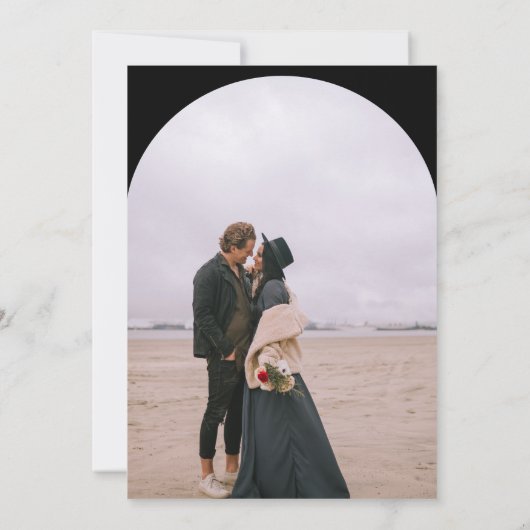 Modern boho arch 2 foto's bruiloft zwart kaart (Achterkant)