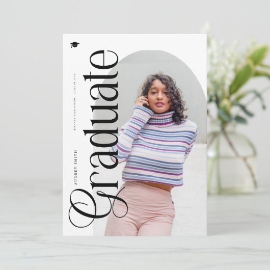 Modern Boho Arch 2 Photos Graduation Kaart (Staand voorkant)