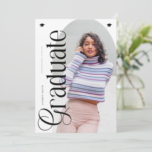 Modern Boho Arch 2 Photos Graduation Kaart (Staand voorkant)