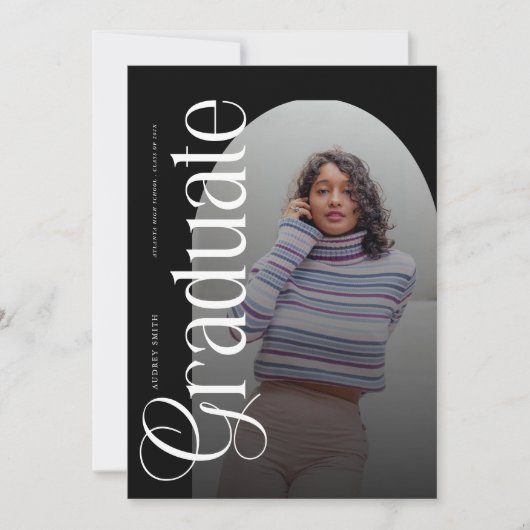 Modern Boho Arch 2 Photos Graduation Kaart (Voorkant)