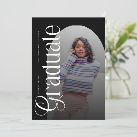 Modern Boho Arch 2 Photos Graduation Kaart (Staand voorkant)