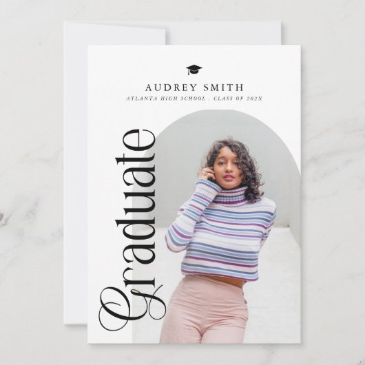 Modern Boho Arch 2 Photos Graduation Kaart (Voorkant)