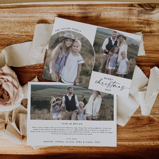 Modern Boho Arch 3 serie Foto's kerstnieuws Ho Feestdagenkaart