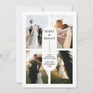 Modern Boho Arch 4 Familie Foto's Kerst Kaart