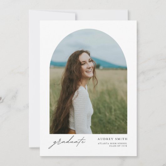 Modern Boho Arch 4 foto's Afstuderen Aankondiging (Voorkant)