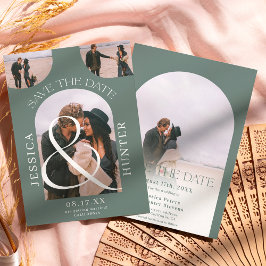 Modern boho arch: 4 foto's bruiloft groen save the date