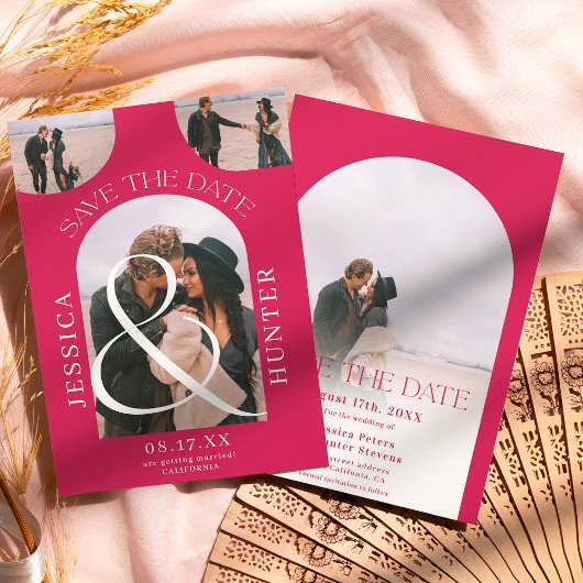 Modern boho arch 4 foto's trouwmagenta save the date