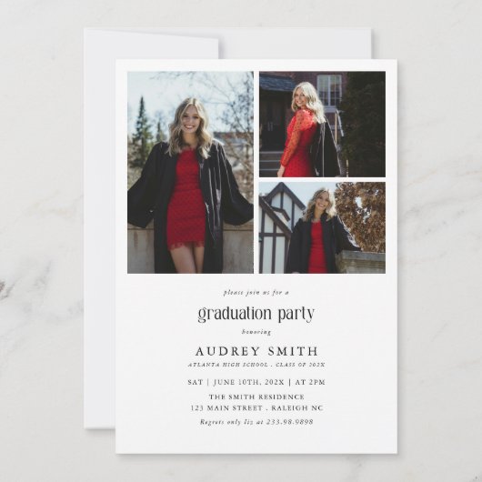 Modern Boho Arch 4 Photos Graduation Kaart (Achterkant)