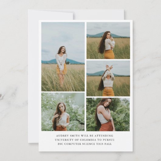 Modern Boho Arch 6 foto's Afstuderen Aankondiging (Achterkant)