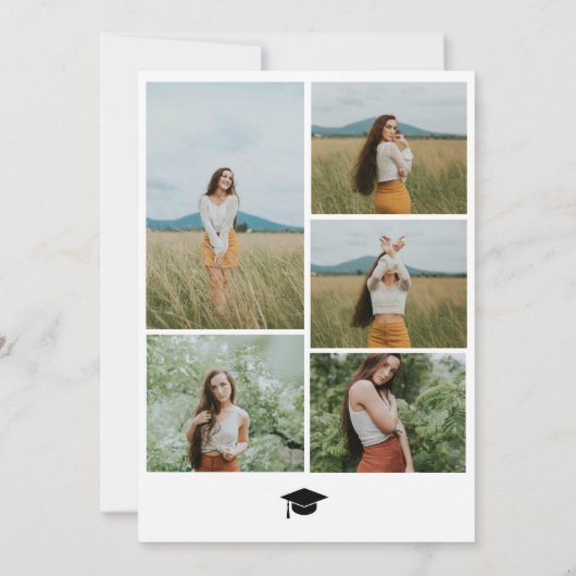 Modern Boho Arch 6 foto's Afstuderen Aankondiging (Achterkant)